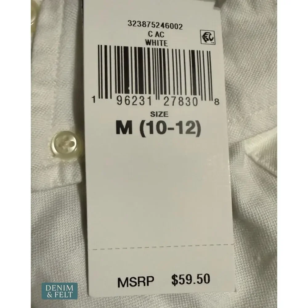 NEW Polo Ralph Lauren Boy White Pony Print Oxford Shirt Button Down Short Sleeve